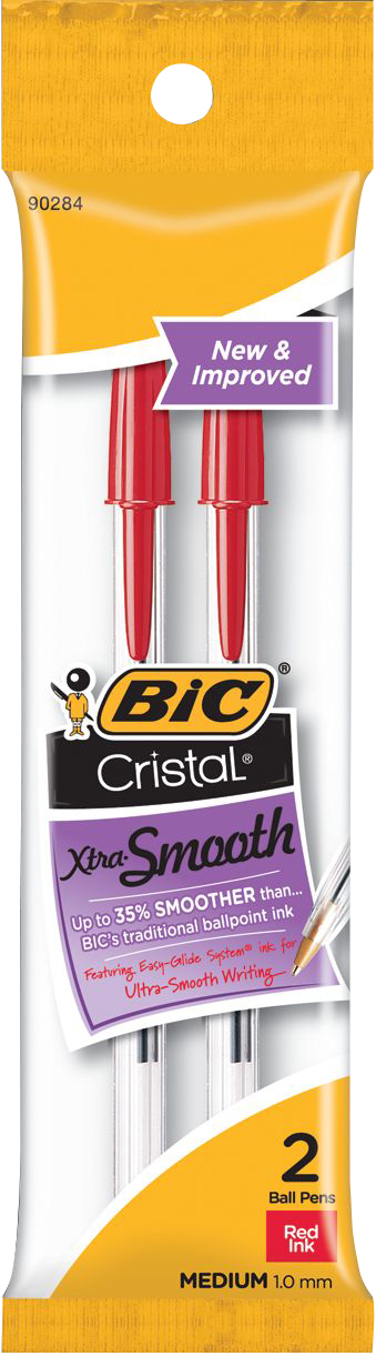 BiC Cristal Xtra Smooth Ballpoint Pen - Red, 2 count