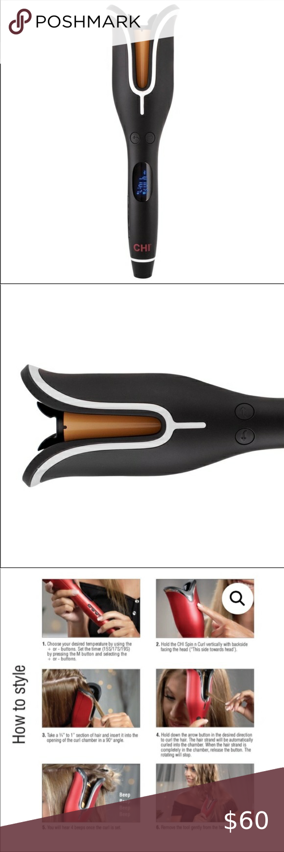 CHI Matte Black Ceramic Spin N Curl, 1 inch