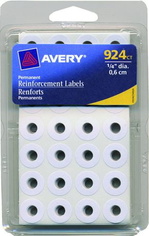 Avery Self-Adhesive 0.25" Round Binder Reinforcement Labels - White, 560 count