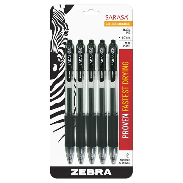 Zebra Sarasa Gel Retractable Black Ink 0. 7mm Mid Point.