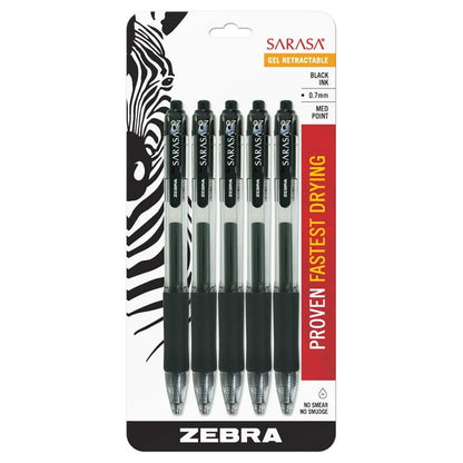Zebra Sarasa Gel Retractable Black Ink 0. 7mm Mid Point.