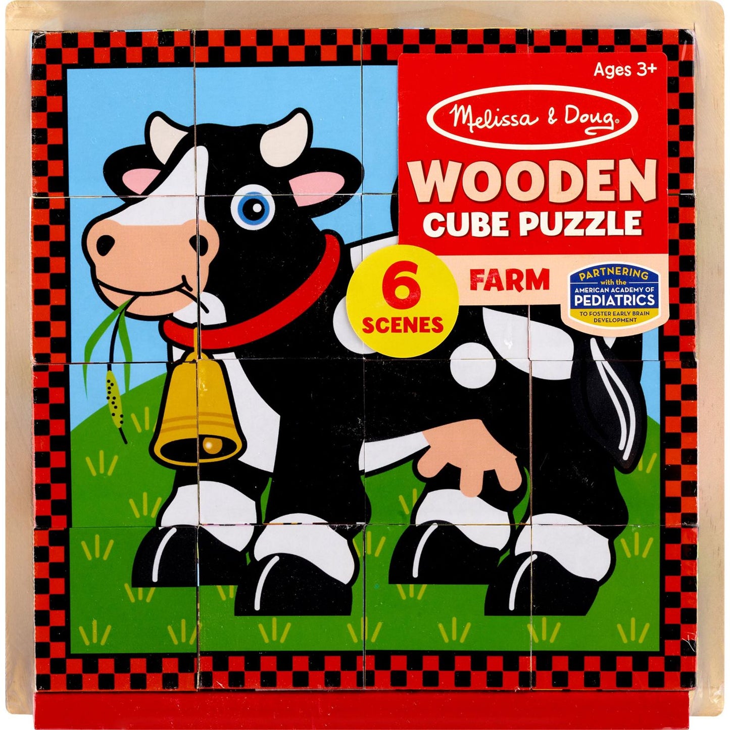 Melissa & Doug Farm Wooden Cube Puzzle With Storage Tray - 6 Puzzles in 1