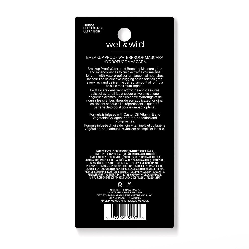 wet n wild Breakup Proof Waterproof Boosting Mascara - Ultra Black