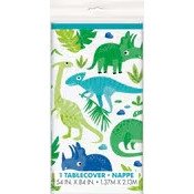 Blue & Green Dinosaur Plastic Tablecover, 54"x84"