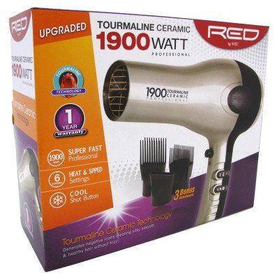 Kiss Red Dryer 2400 Tourmaline 3 Attachments (Tourm Ceramic)