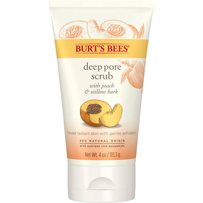 Burt's Bees Peach & Willow Bark Deep Pore Scrub, 4 oz