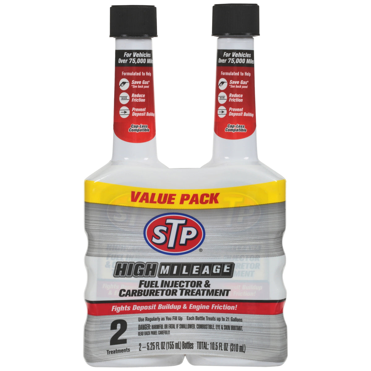 STP High Mileage Gasoline Fuel Injector and Carburetor Treatment, 5.25 oz