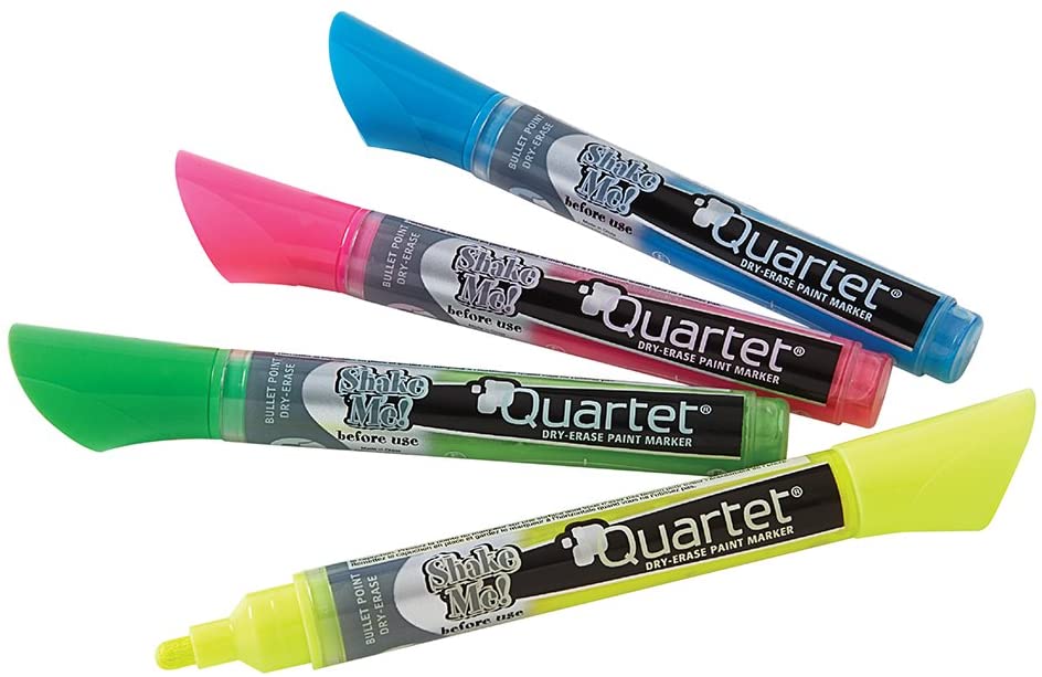 Quartet Neon Dry-Erase Markers Bullet Tip  Assorted Colors -4 Pk