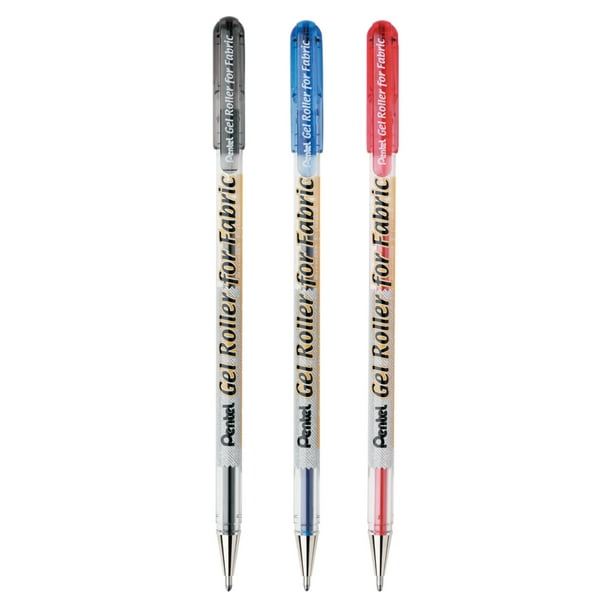 Pentel Arts Gel Roller For Fabric, (1.0mm) Bold Lines, Permanent, Black Ink 2-Pk