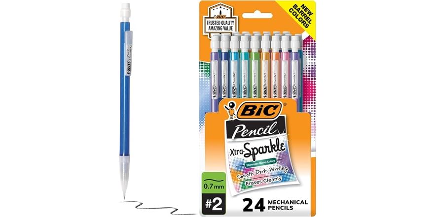 BiC Xtra Sparkle Mechanical Pencil With Shimmer Barrels, 10 count