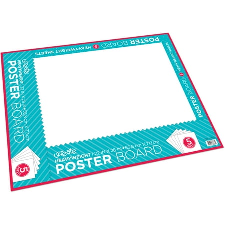 UCreate Poster Board, 5 count - White, 22" x 28"