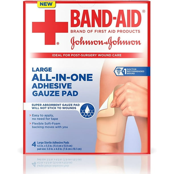 BAND-AID GAUZE PAD AP 4 ALLN1 LRG