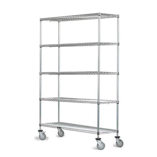 WIRE SHELF 5 MOBILE CART 24INX60IN DS