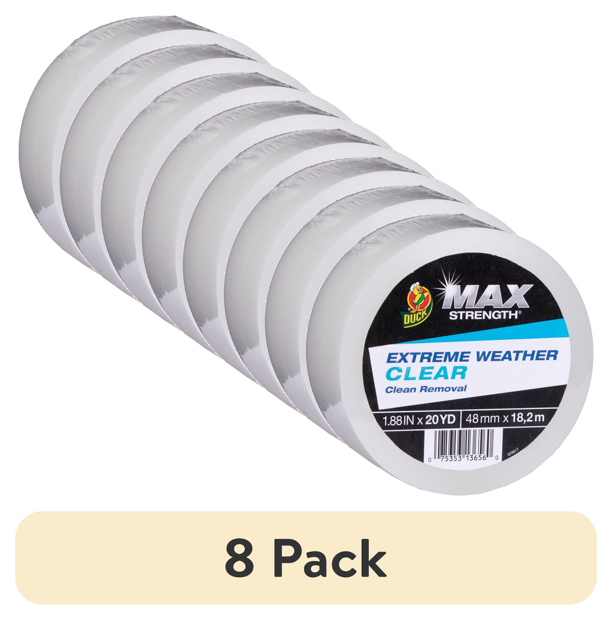 DUCK Max Strength Extreme Weather Duct Tape - Clear, 1.88" x 20 yds
