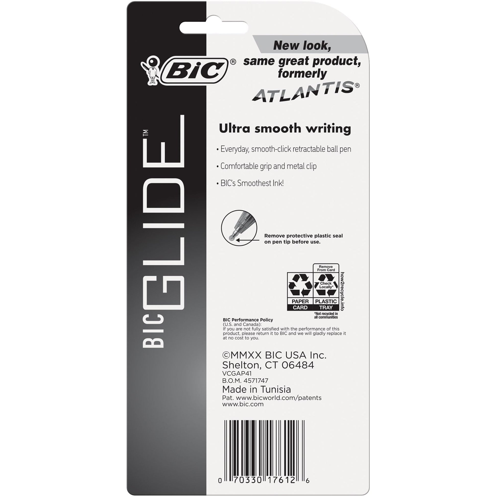 BiC Glide Retractable Ballpoint Pen - Black, 3 pack