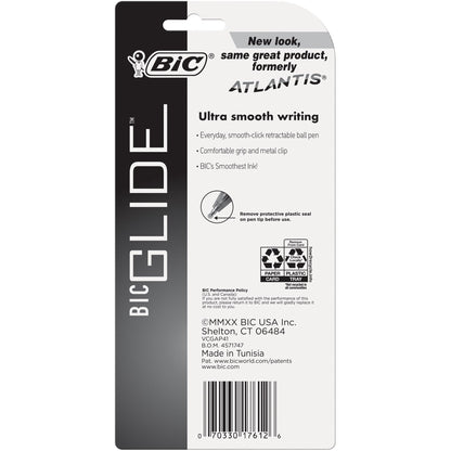 BiC Glide Retractable Ballpoint Pen - Black, 3 pack