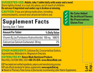 VIT B6 100MG TABLET 100CT NAT MADE