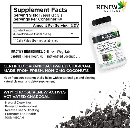 CHARCOAL CP 260MG 60 ACTVTD VEG