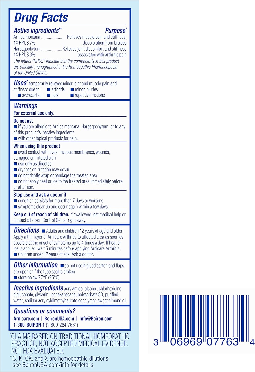 ARNICARE ARTHRITIS PAIN TAB 60CT BOIRON