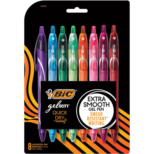 BiC Ge-locity Quick Dry Retractable Pens - Assorted, 8 count