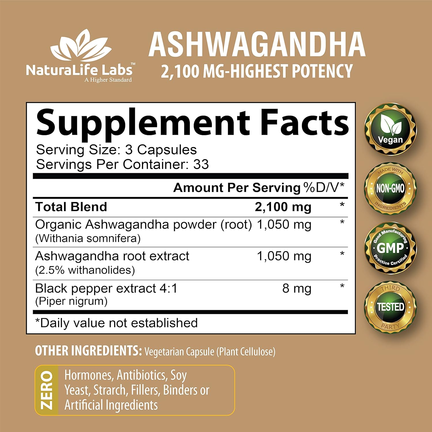 ASHWAGANDHA 125MG CAP 60CT NAT MADE