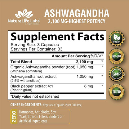 ASHWAGANDHA 125MG CAP 60CT NAT MADE