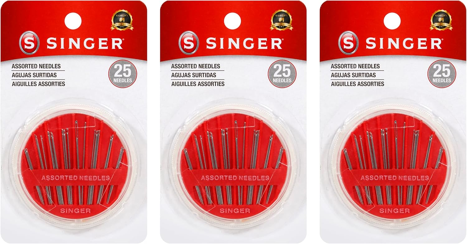 SINGER Assorted Hand Needles in Compact with Built-In Needle Threader Storage, 30 Count