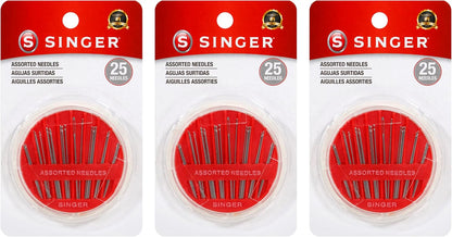 SINGER Assorted Hand Needles in Compact with Built-In Needle Threader Storage, 30 Count
