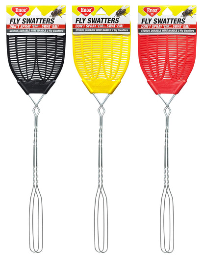 Enoz Heavy Duty Flyswatter with Vented Design - Assorted Colors, 2 count
