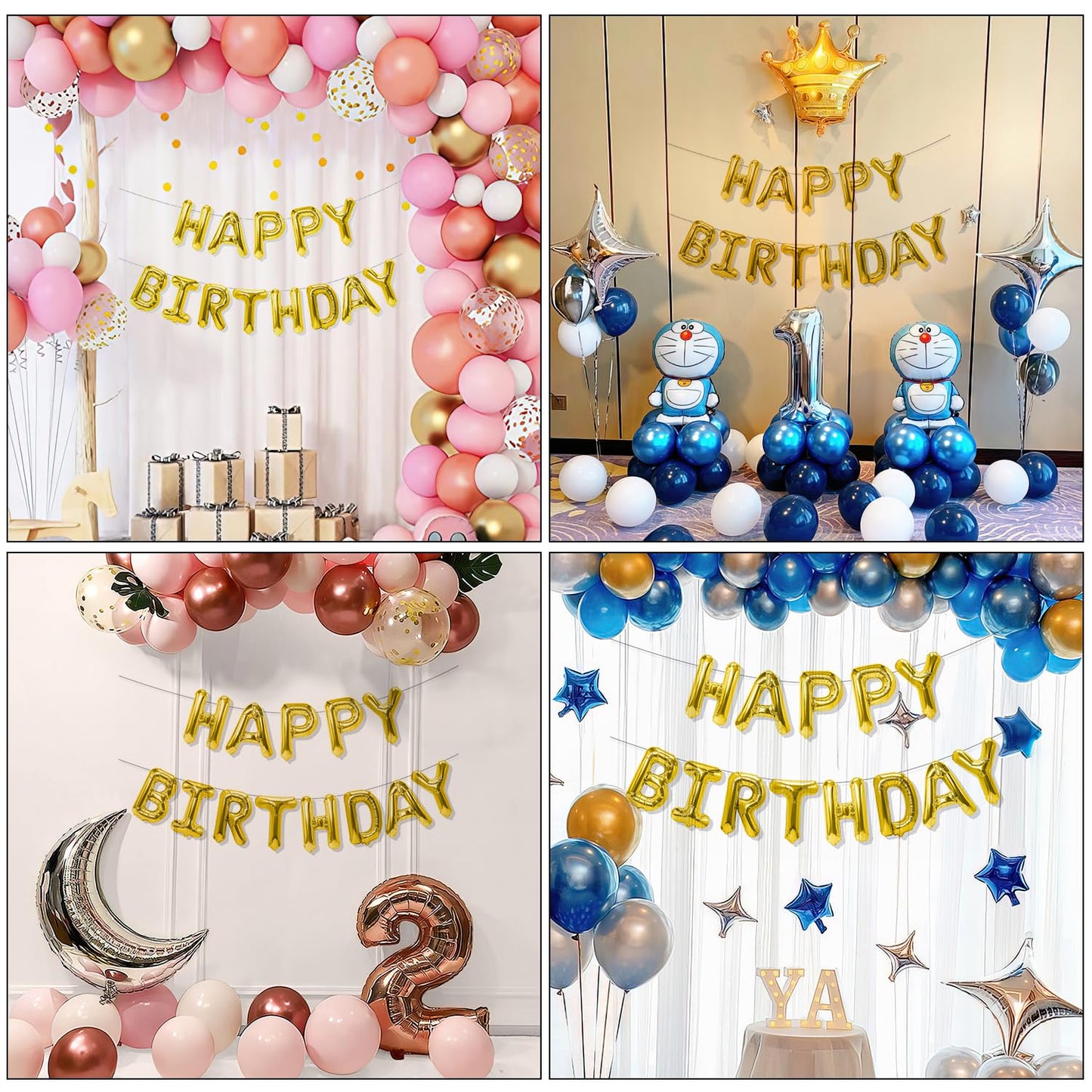 Unique 14" Foil Letter "Happy Birthday" Balloon Banner Kit - Stunning Silver