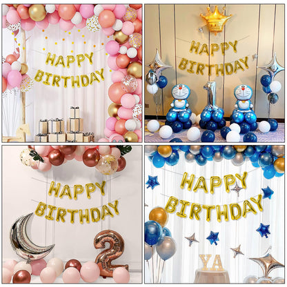 Unique 14" Foil Letter "Happy Birthday" Balloon Banner Kit - Stunning Silver
