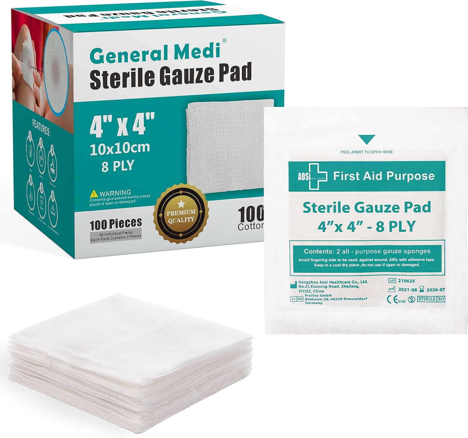 B/A GAUZE PADS DS 10 2X2N SMALL
