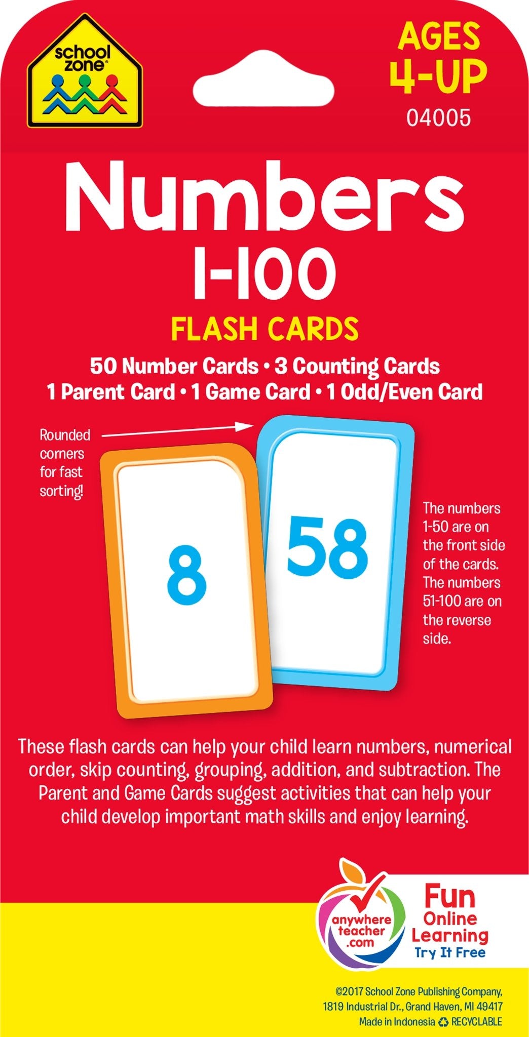 School Zone Flash Cards Numbers 1-100