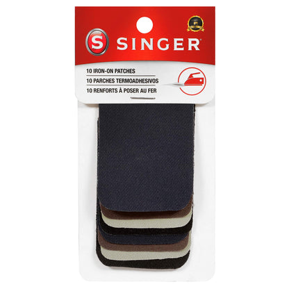 SINGER Iron-On Twill Patches, Assorted Colors, 5 inch x 5 inch, Set of 4