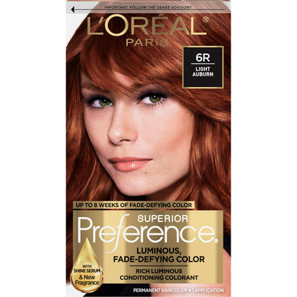 L'ORÉAL PARIS Excellence Triple Protection Permanent Hair Color, 6R Light Auburn, 6.3 fl. oz.