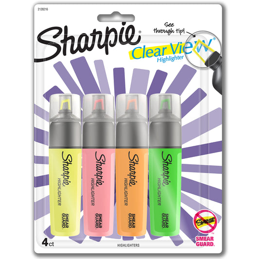 Sharpie Clear View Highlighters Chisel Tip - Multicolored, 3 count
