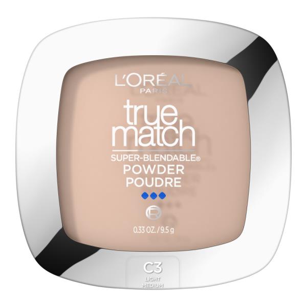 L'ORÉAL PARIS True Match Super-Blendable Oil Free Makeup Powder, W3 Light Medium, 0.33 oz.