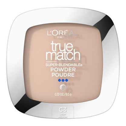 L'ORÉAL PARIS True Match Super-Blendable Oil Free Makeup Powder, N3 Light Medium, 0.33 oz.