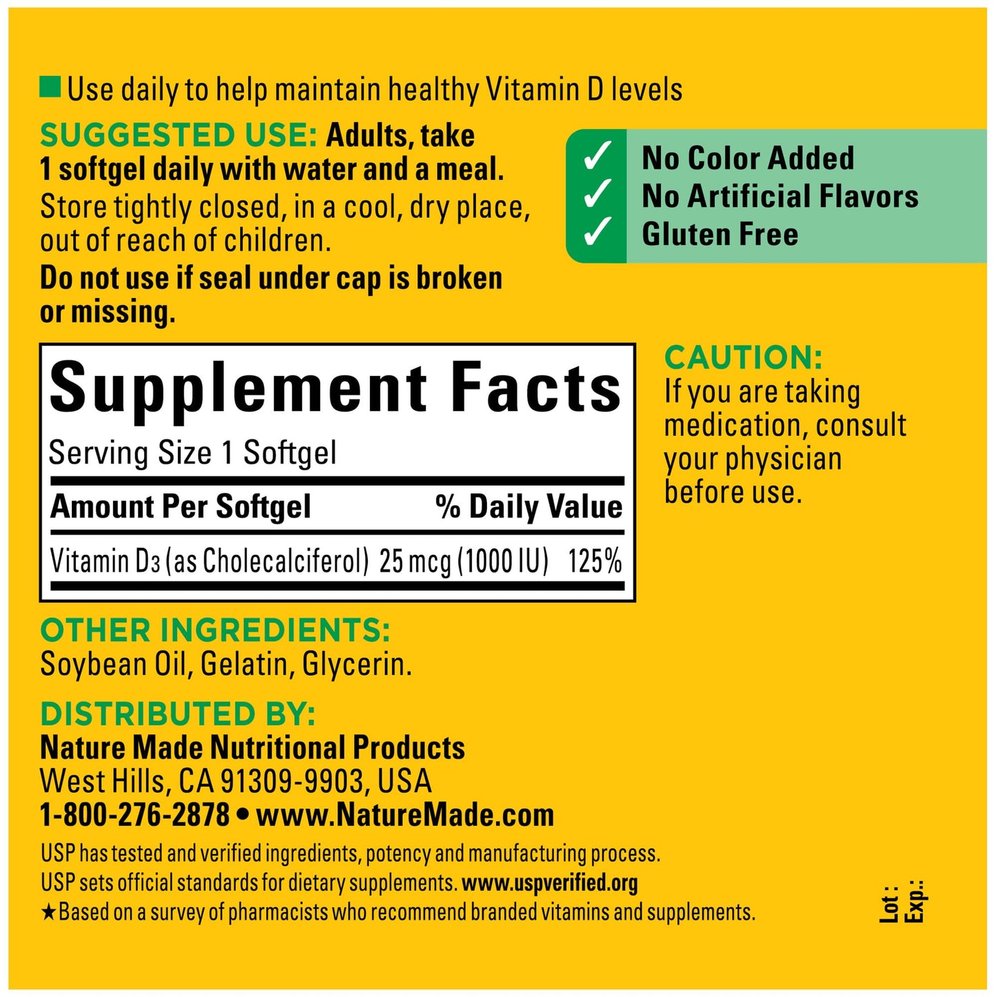 VIT D-3 1000IU SOFTGEL 100CT NAT MADE
