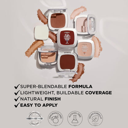L'ORÉAL PARIS True Match Super-Blendable Oil Free Makeup Powder, N3 Light Medium, 0.33 oz.