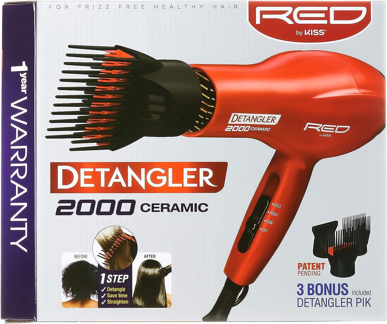 Kiss Red Dryer 2300 Titanium Detangler 3 Attachments