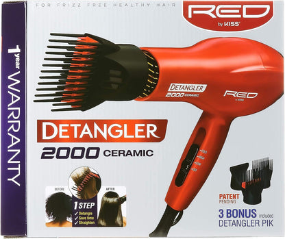Kiss Red Dryer 2300 Titanium Detangler 3 Attachments