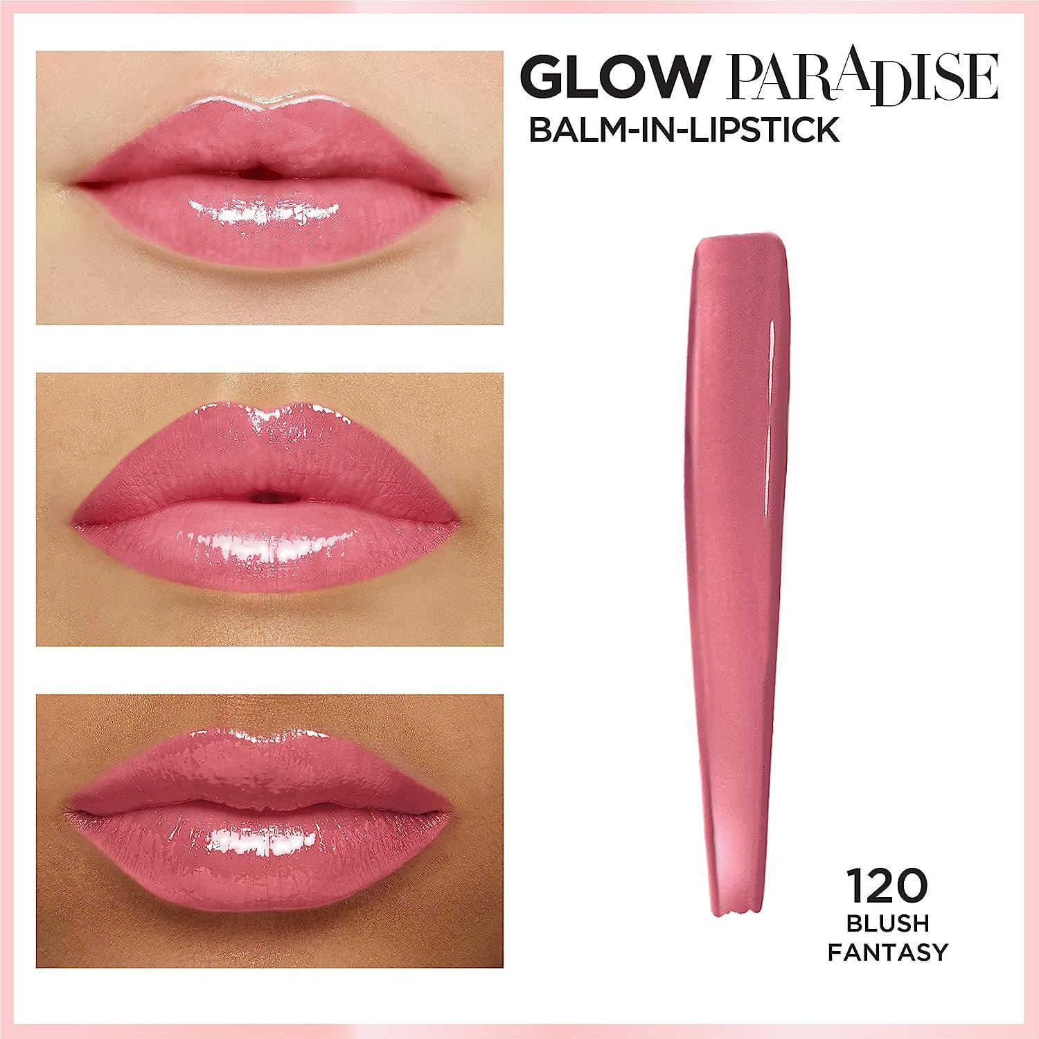 L'ORÉAL PARIS Glow Paradise Balm-in-Lipstick with Pomegranate Extract, 120 Blush Fantasy, 0.1 oz