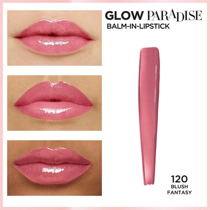 L'ORÉAL PARIS Glow Paradise Balm-in-Lipstick with Pomegranate Extract, 120 Blush Fantasy, 0.1 oz