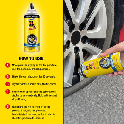 Fix-A-Flat Tire Sealant and Car Tire Inflator for Compact Tires