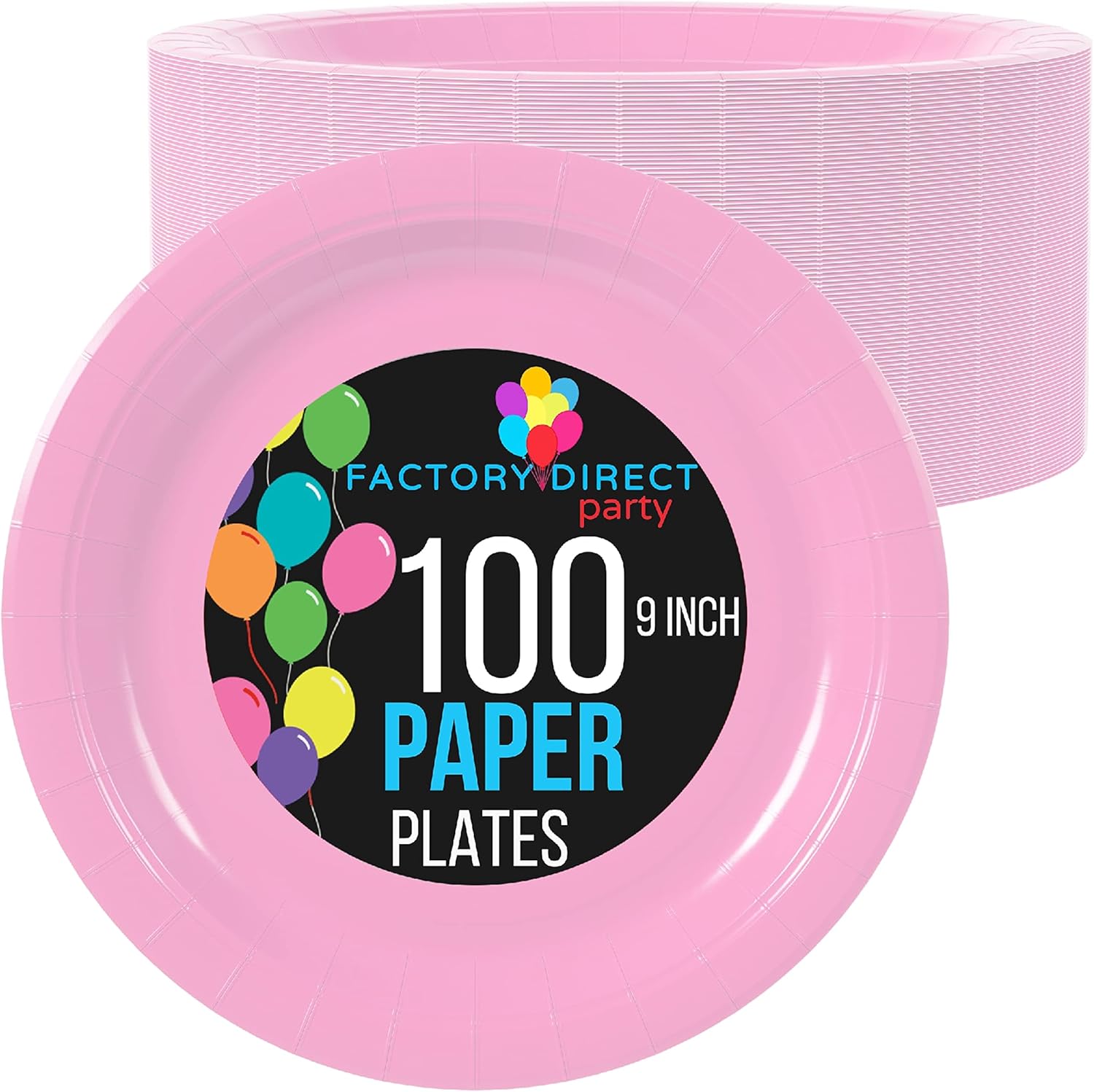 Unique Solid Round 9" Paper Plates - Hot Pink, 16 count