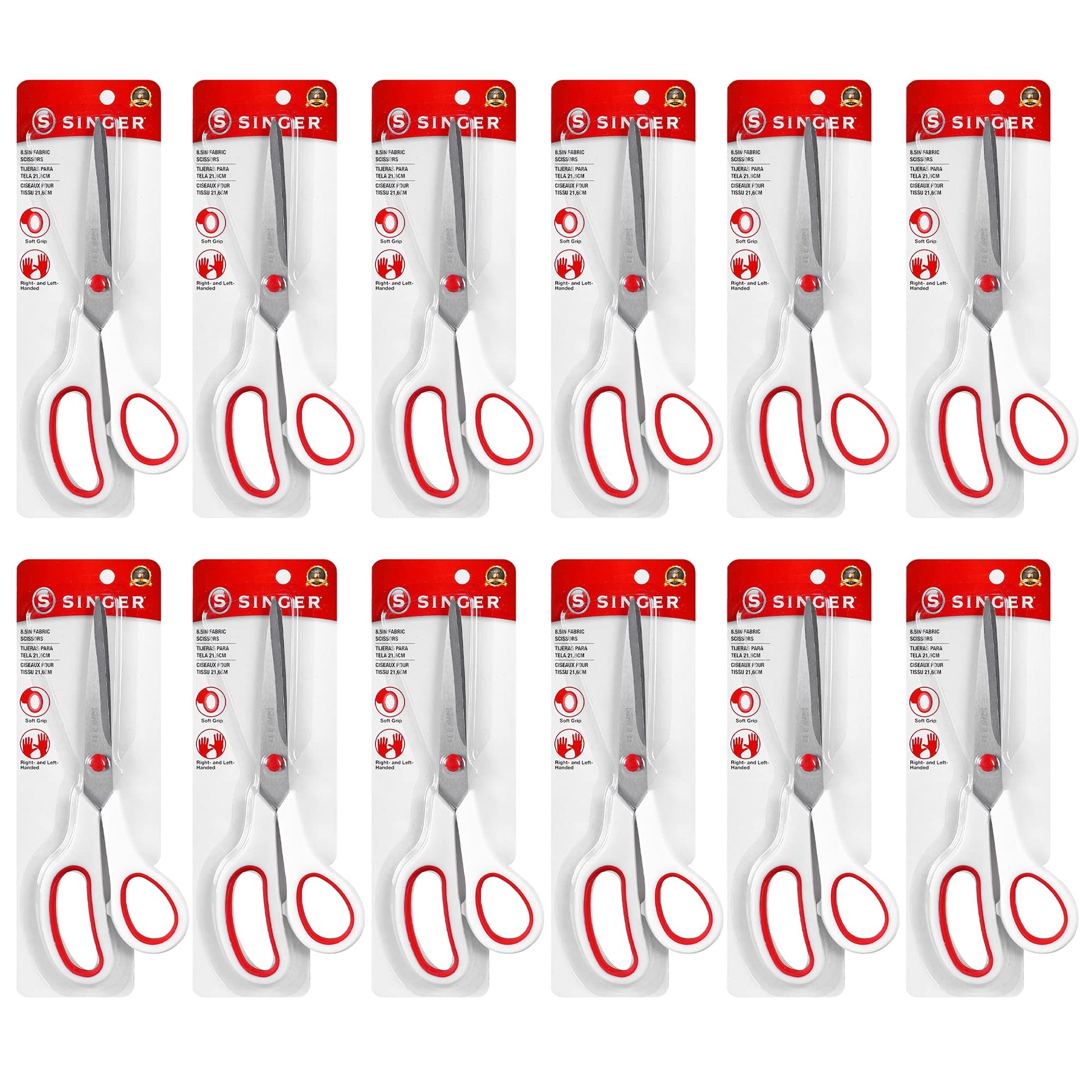 SINGER 8-1/2 inch Fabric Scissors with Red & White Comfort Grip
