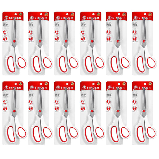 SINGER 8-1/2 inch Fabric Scissors with Red & White Comfort Grip