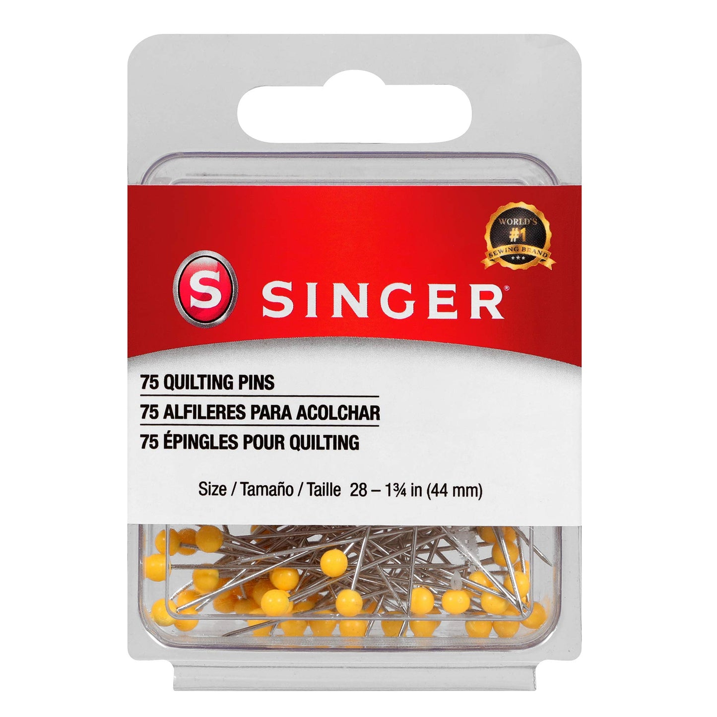 SINGER Ball Head Quilting Pins, 75 Count, Size 28, 1-3/4"