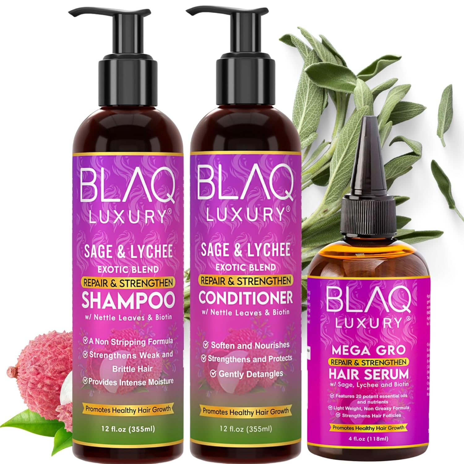 BLAQ SAGE/LYCHEE HAIR SERUM  4Z